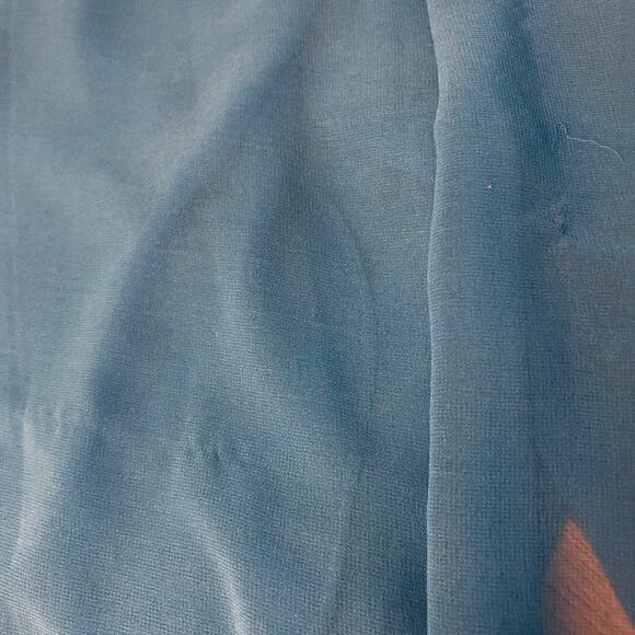 Sheer Chiffon Duster Open Jacket Blouse Sequin Trim Long Sleeves Sz 3X Teal Blue - Picture 13 of 15